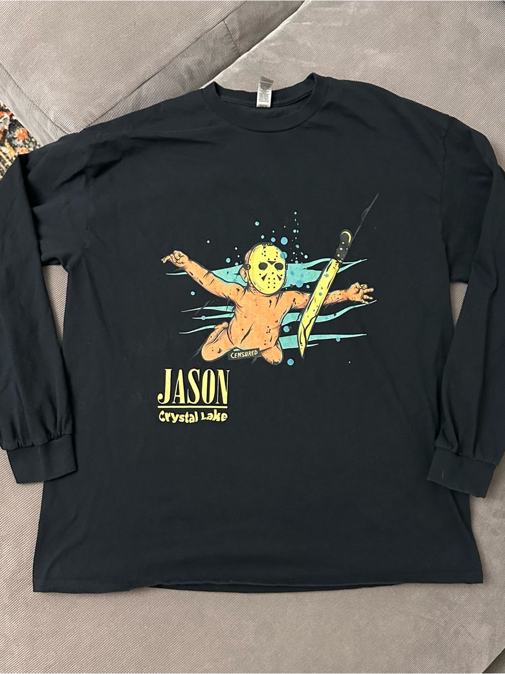 Nirvana Baby Jason Crystal Lake Friday 13 XL Long Sleeve Black Tshirt Halloween